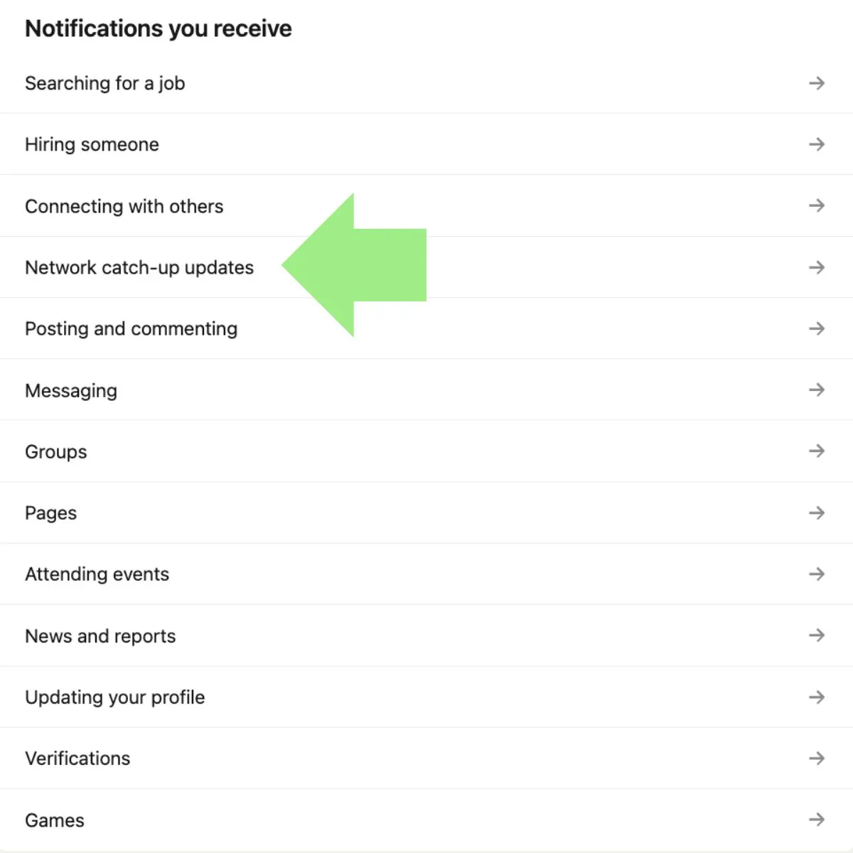 LinkedIn "Catch Up" Notifications - how to turn them off in profile settings